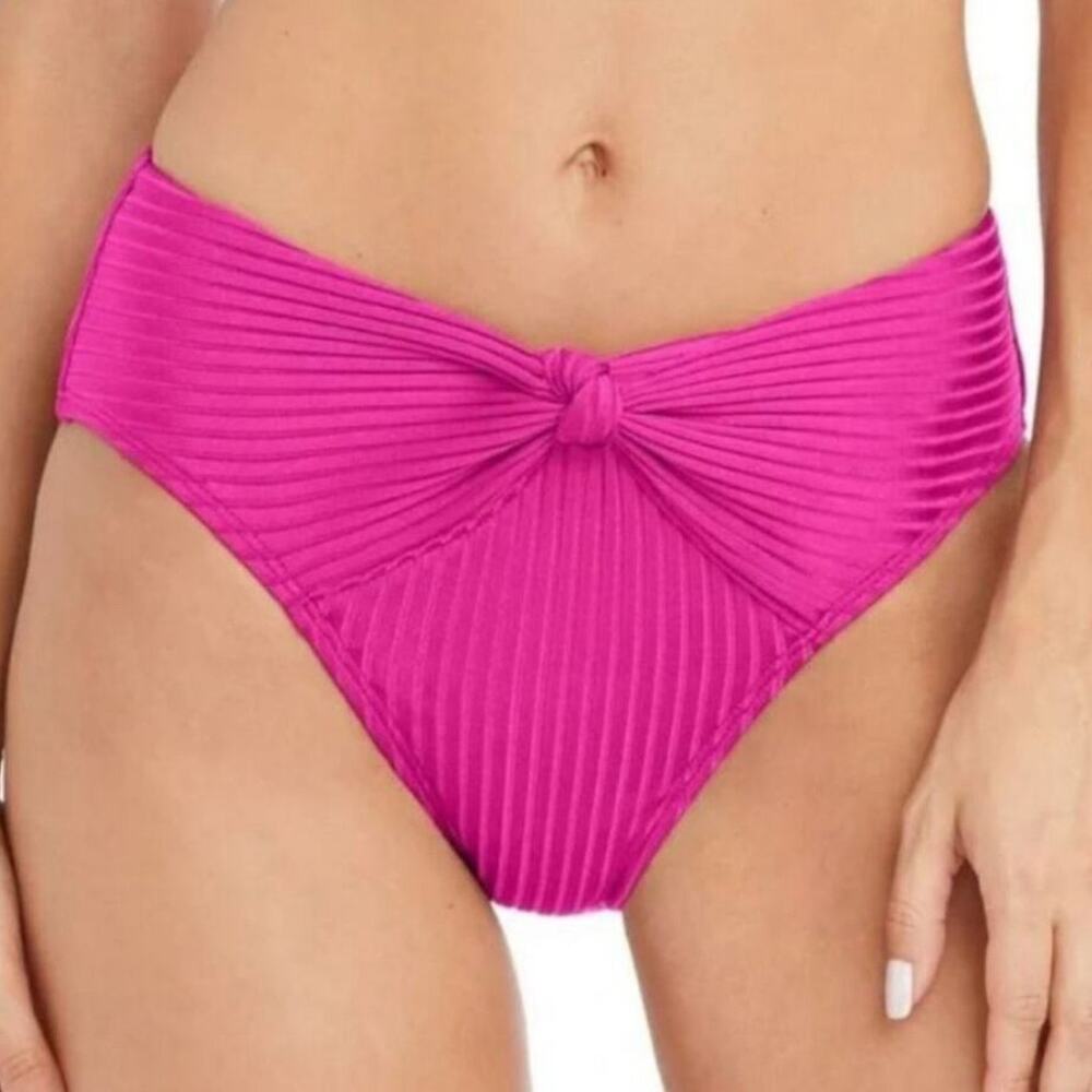Robin Piccone Neelah Bikini Bottoms Small NEW High Waist Knot Front 216267 Swim